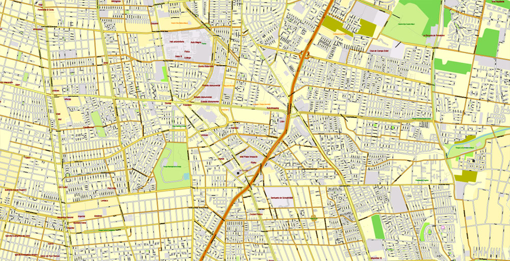 City Map Santiago Chile Vector Urban Plan Adobe 