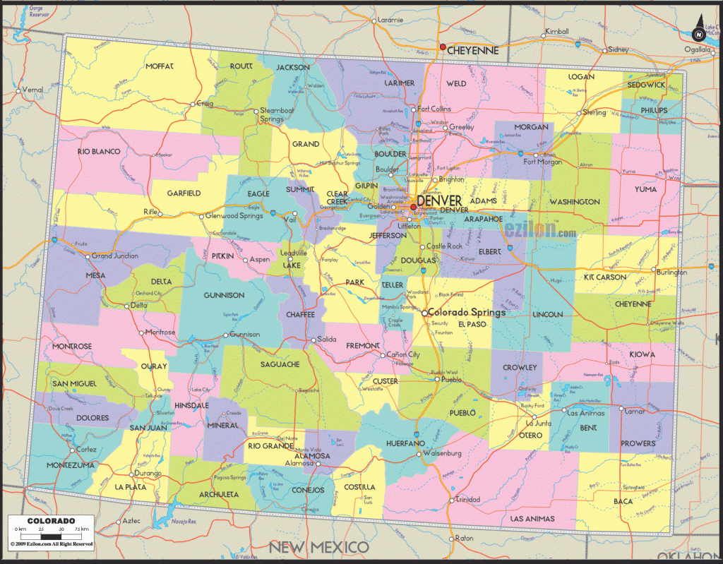 Colorado State Map With Counties And Cities Printable Map