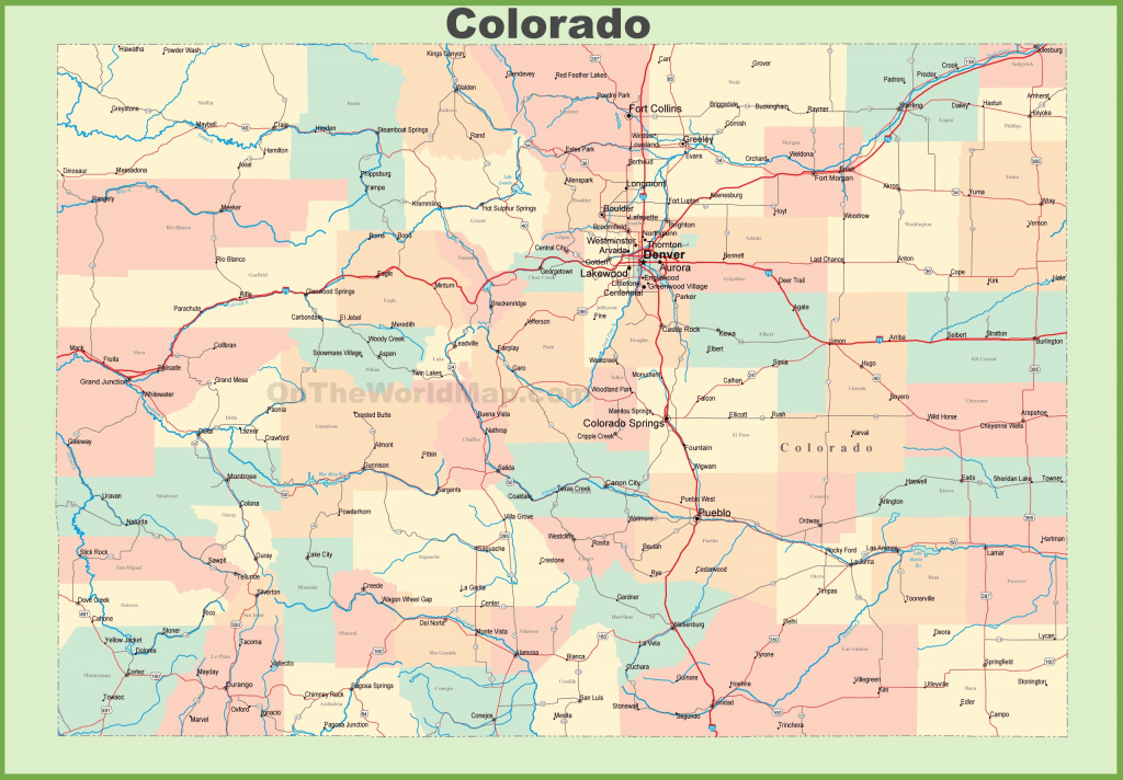 Colorado State Map With Counties And Cities Printable Map