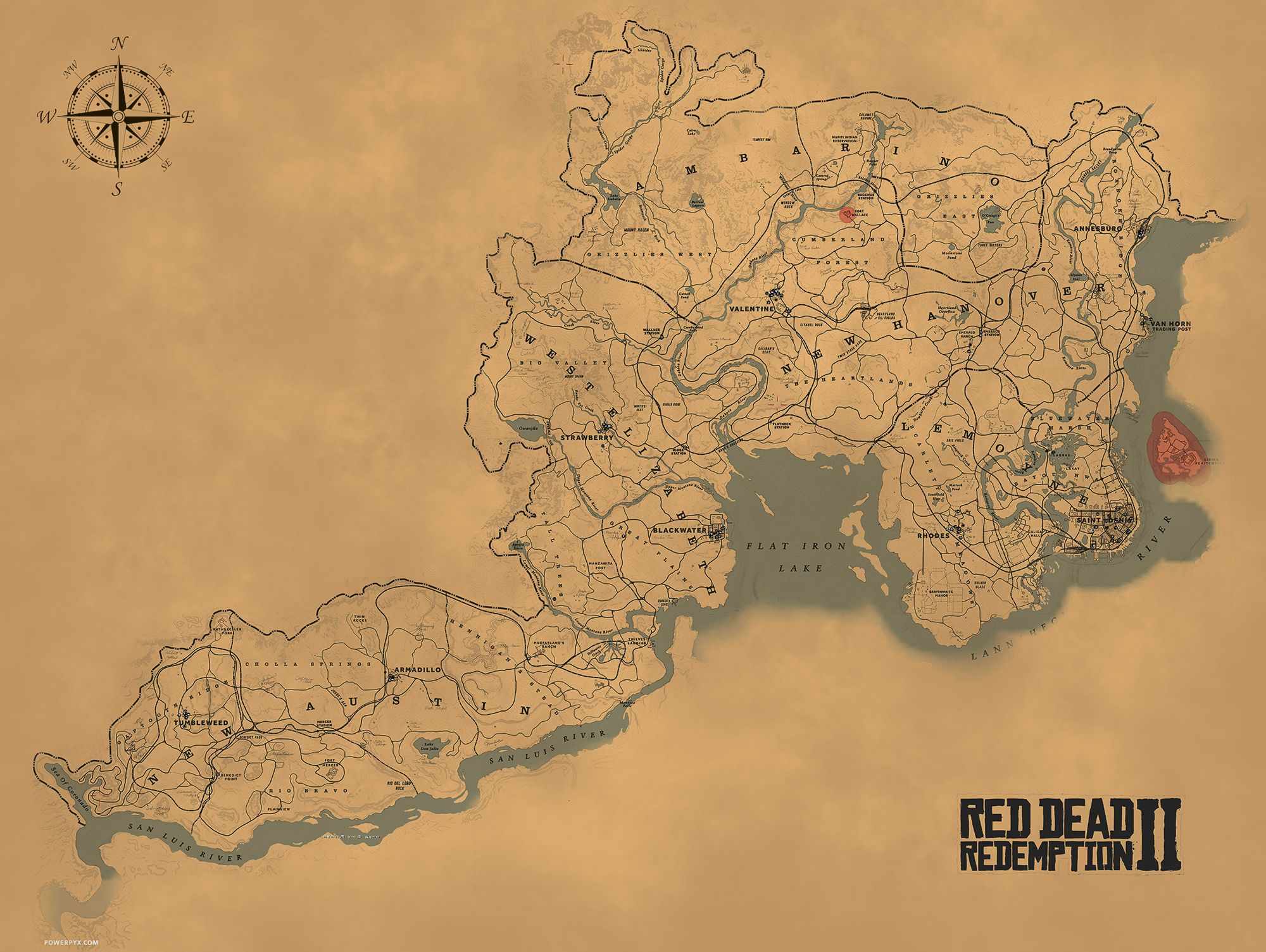 Complete Red Dead Redemption 2 Map Map Poster Red Dead 