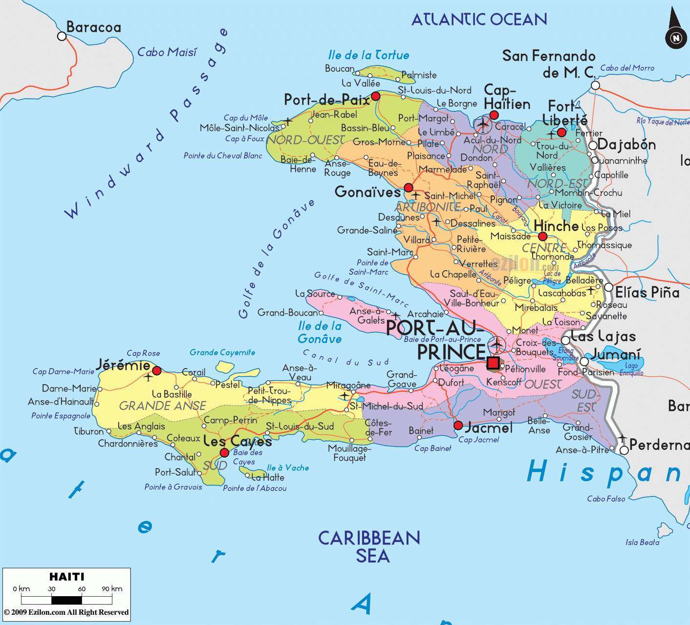 Detailed Political Map Of Haiti Ezilon Maps