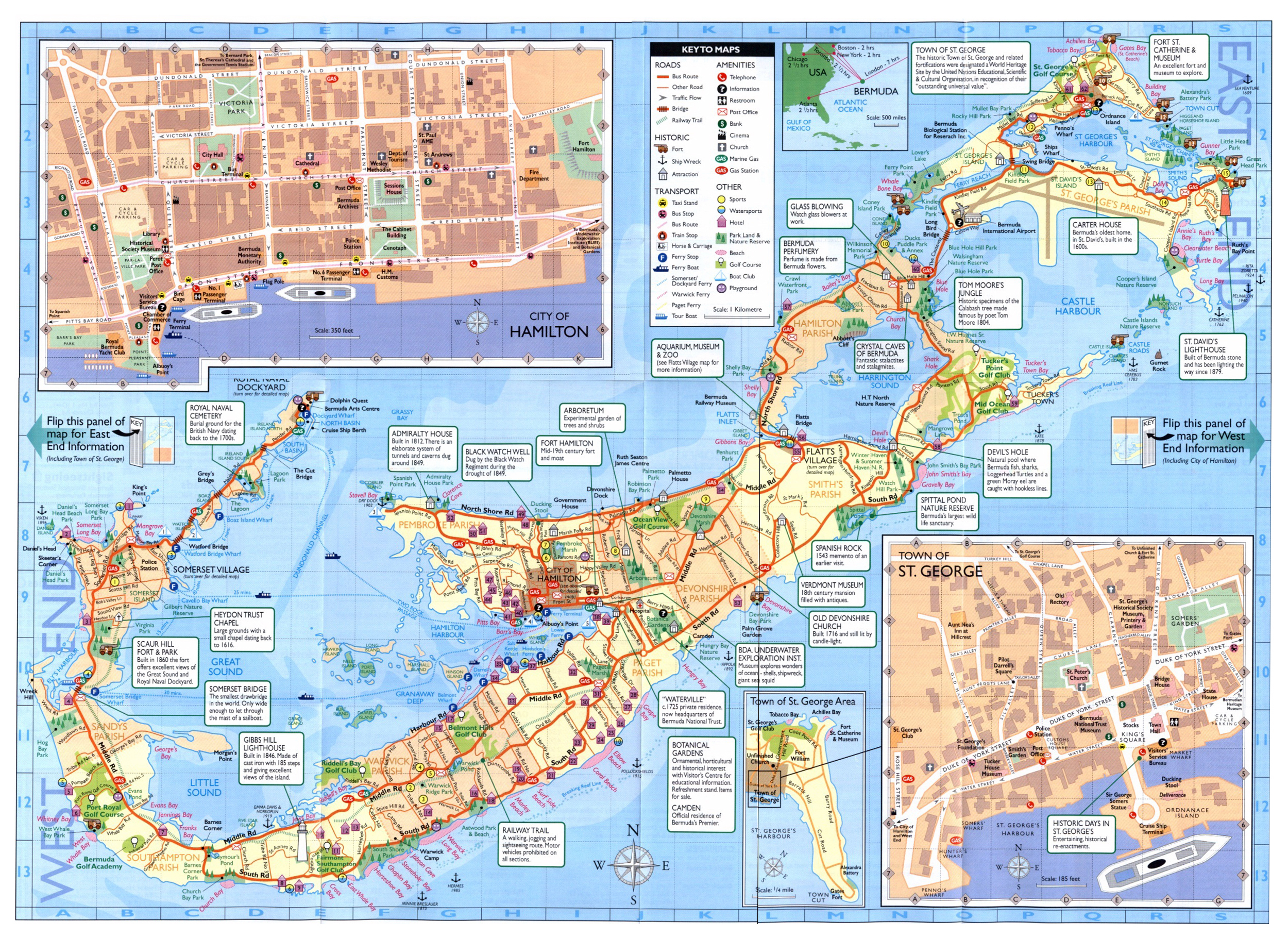 Detailed Road And Tourist Map Of Bermuda Bermuda Detailed 