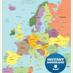 Digital Modern Map Of Europe Printable Download Large