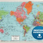Digital Old World Map Printable Download Vintage World
