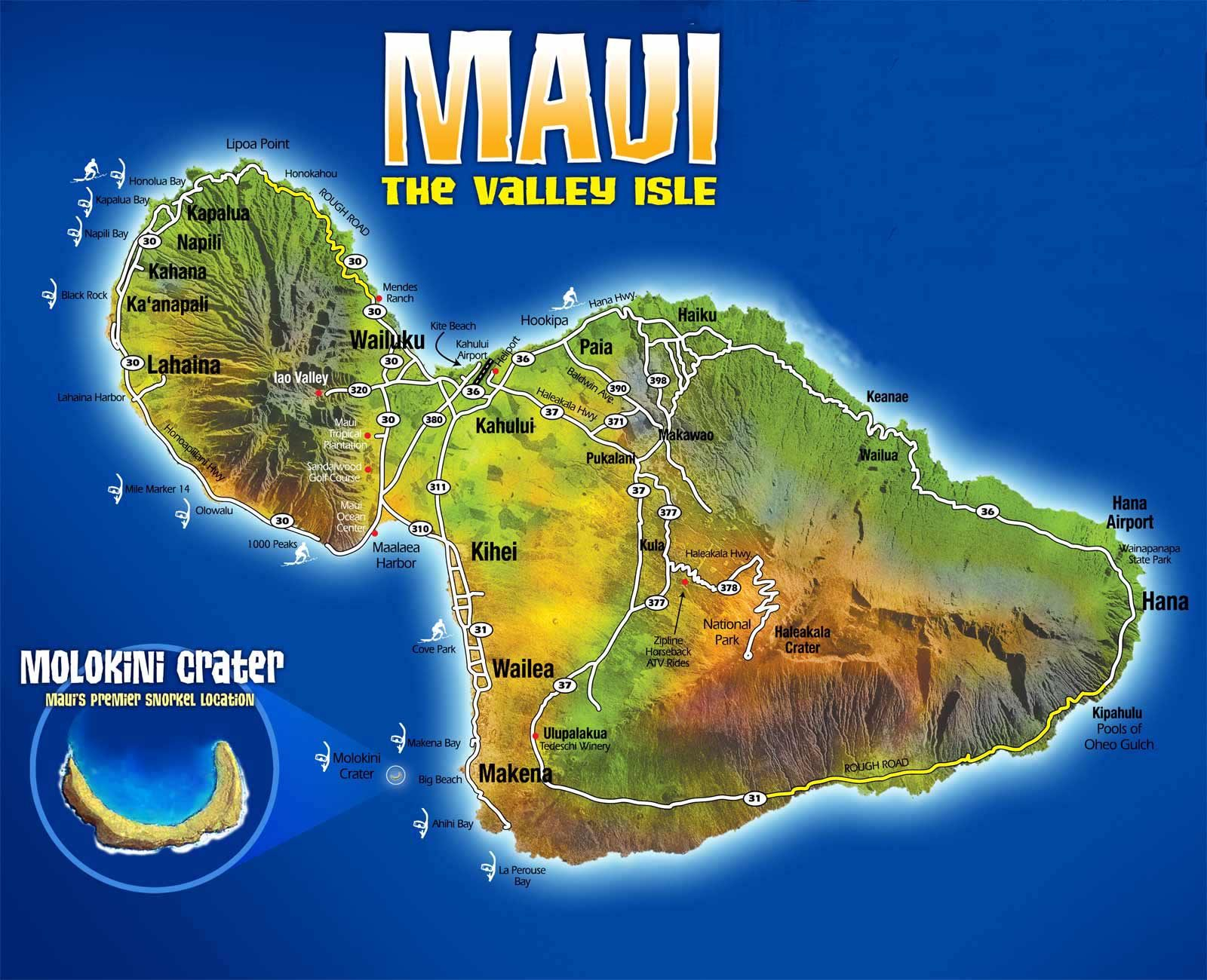 Download Free Maps Of Maui Hawaii Car Rental Maui