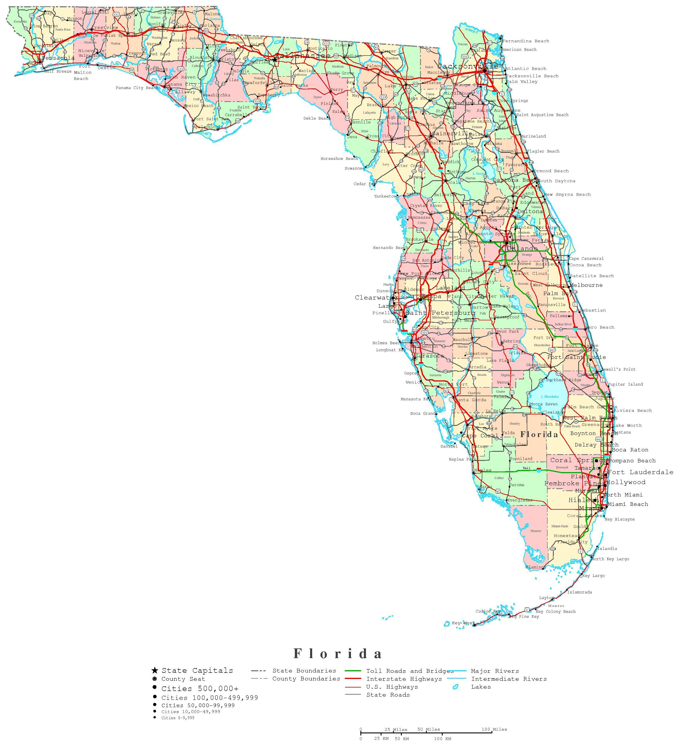Florida Printable Map Map Of Florida Florida State Map 