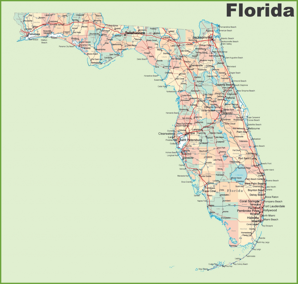 Florida State Map With Major Cities And Travel Information 