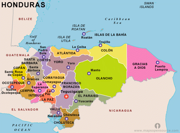 Free Honduras Map Map Of Honduras Free Map Of Honduras 