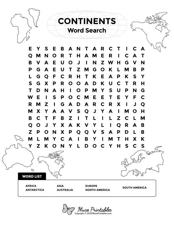 Free Printable Continents Word Search Download It At 