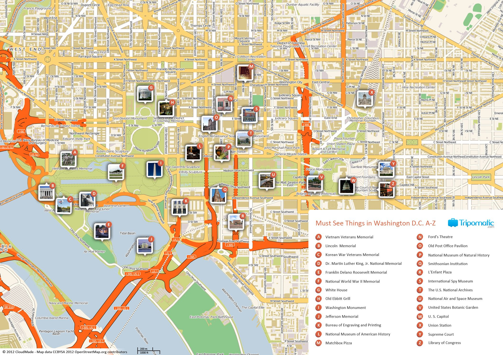 Free Printable Map Of Washington D C Attractions 