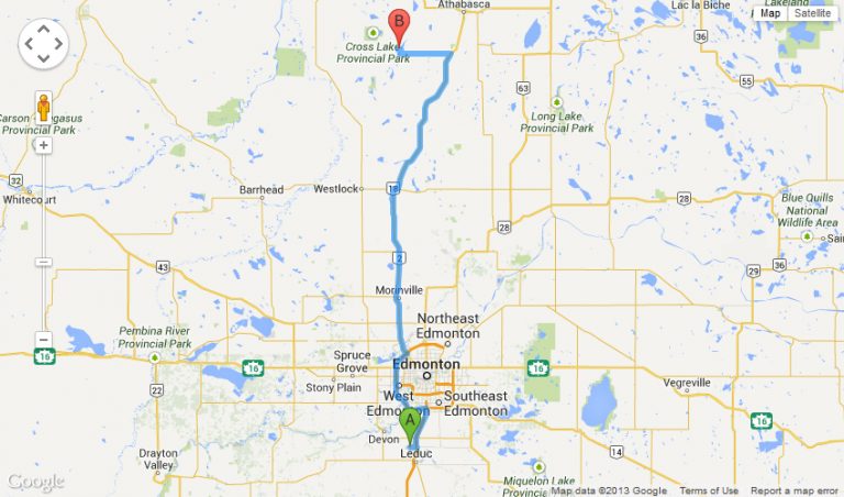 From Edmonton Driving Directions Location Athabasca