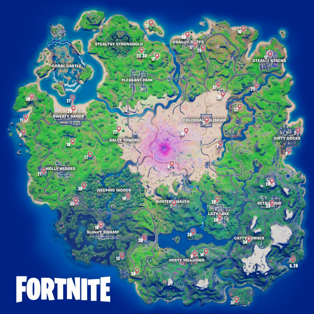 Full List Of All 40 Character Locations In Fortnite 