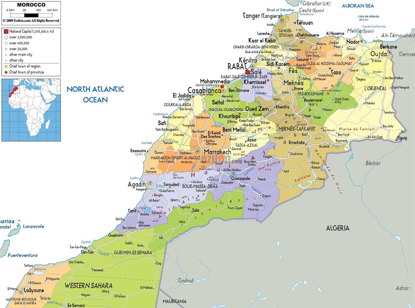 Full Political Map Of Morocco Morocco Full Political Map 