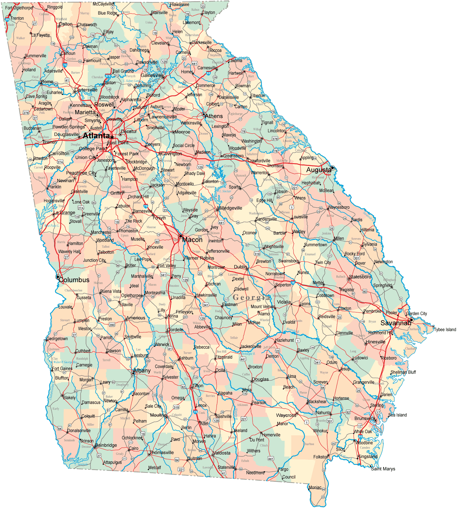 Georgia Road Map Mapsof Georgia Road Map Mapsof