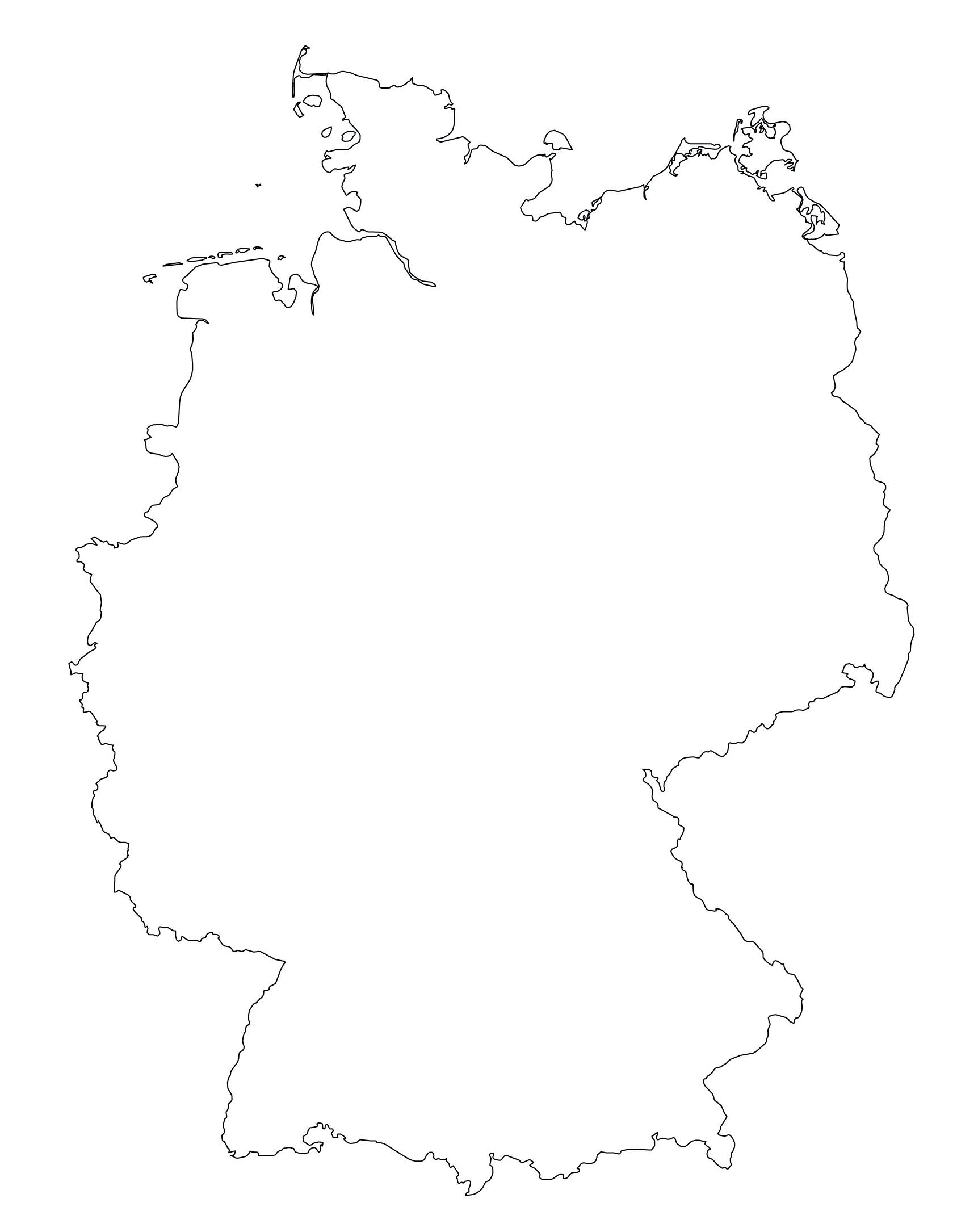 Germany Map Outline Blank Map Of Germany Western Europe 