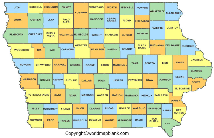 Labeled Map Of Iowa With Capital Cities
