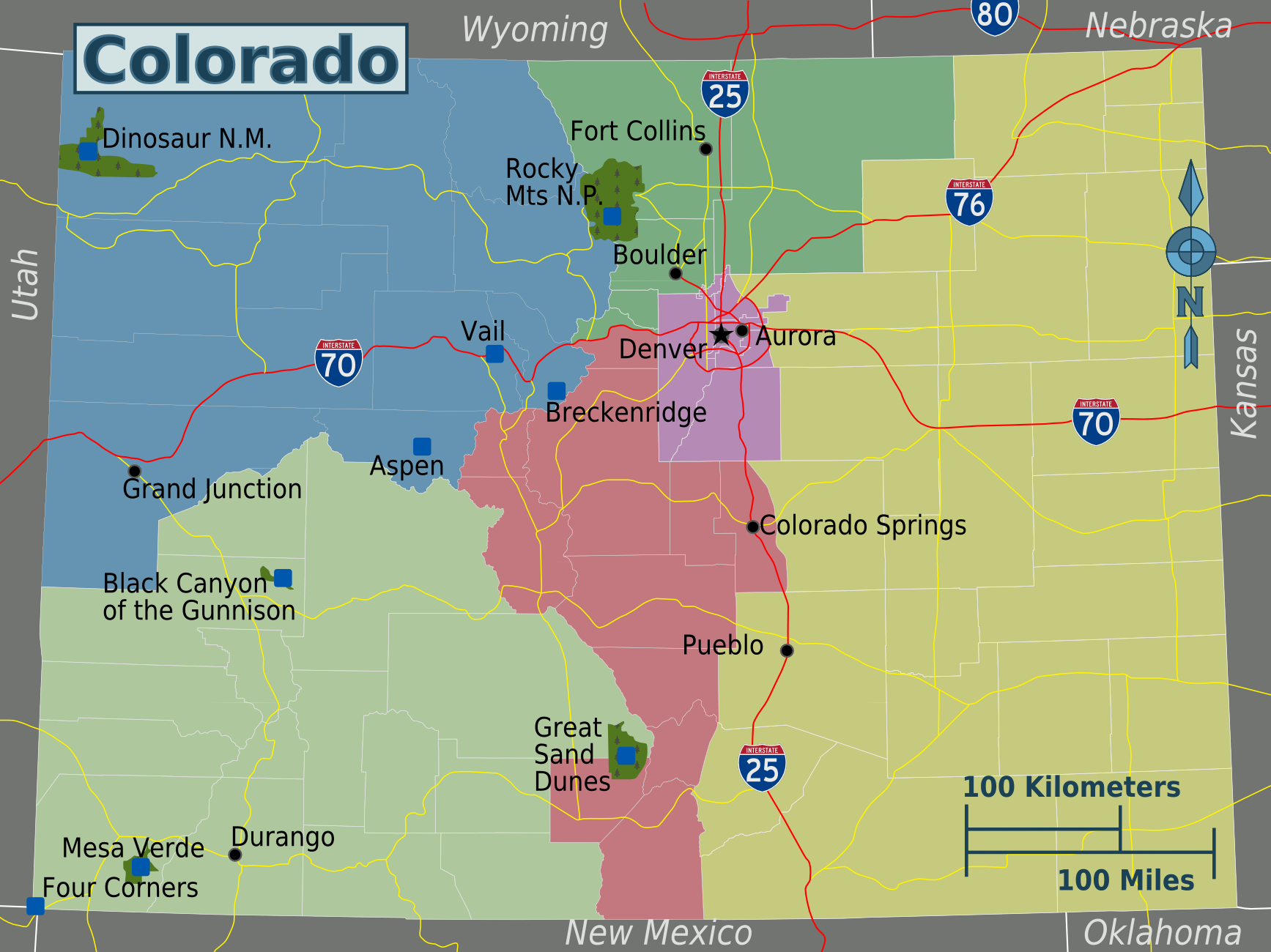 Landkarte Colorado Touristische Karte Nationalparks 