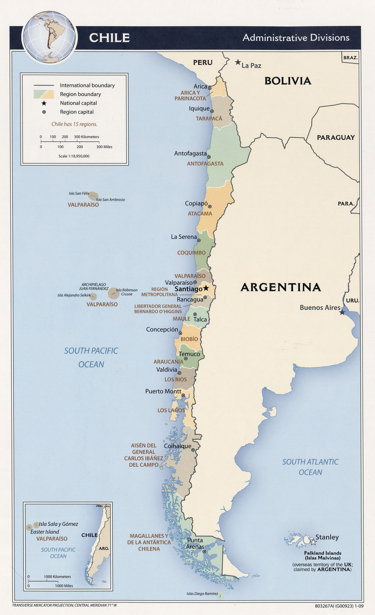 Large Detailed Administrative Map Of Chile Chile Large 