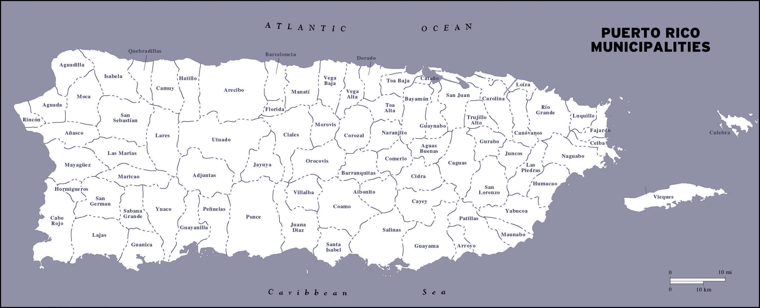 Large Detailed Administrative Map Of Puerto Rico Puerto 