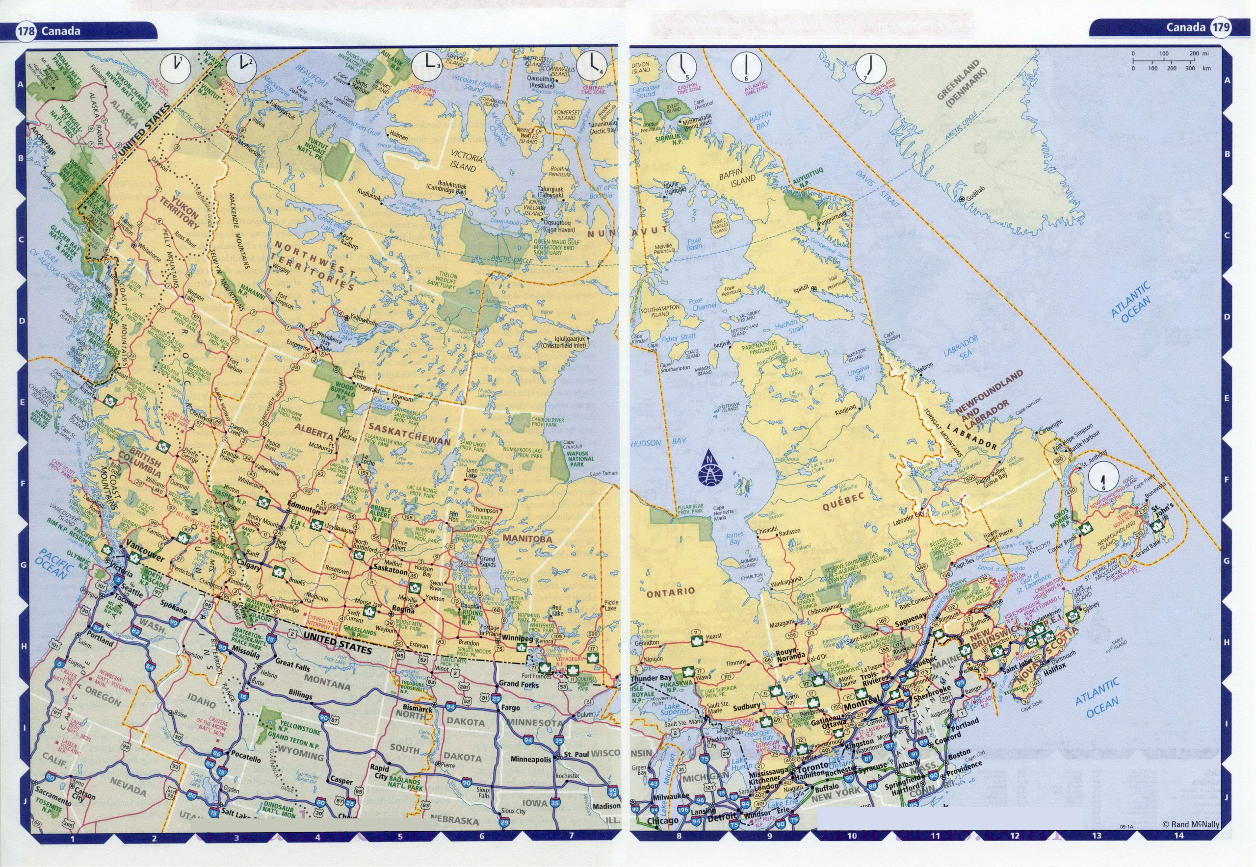 Large Detailed Highways Map Of Canada With Time Zones 