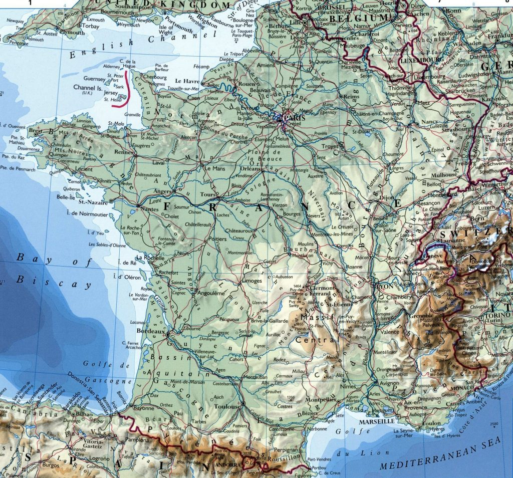 Large Detailed Map Of France With Cities Printable Road 