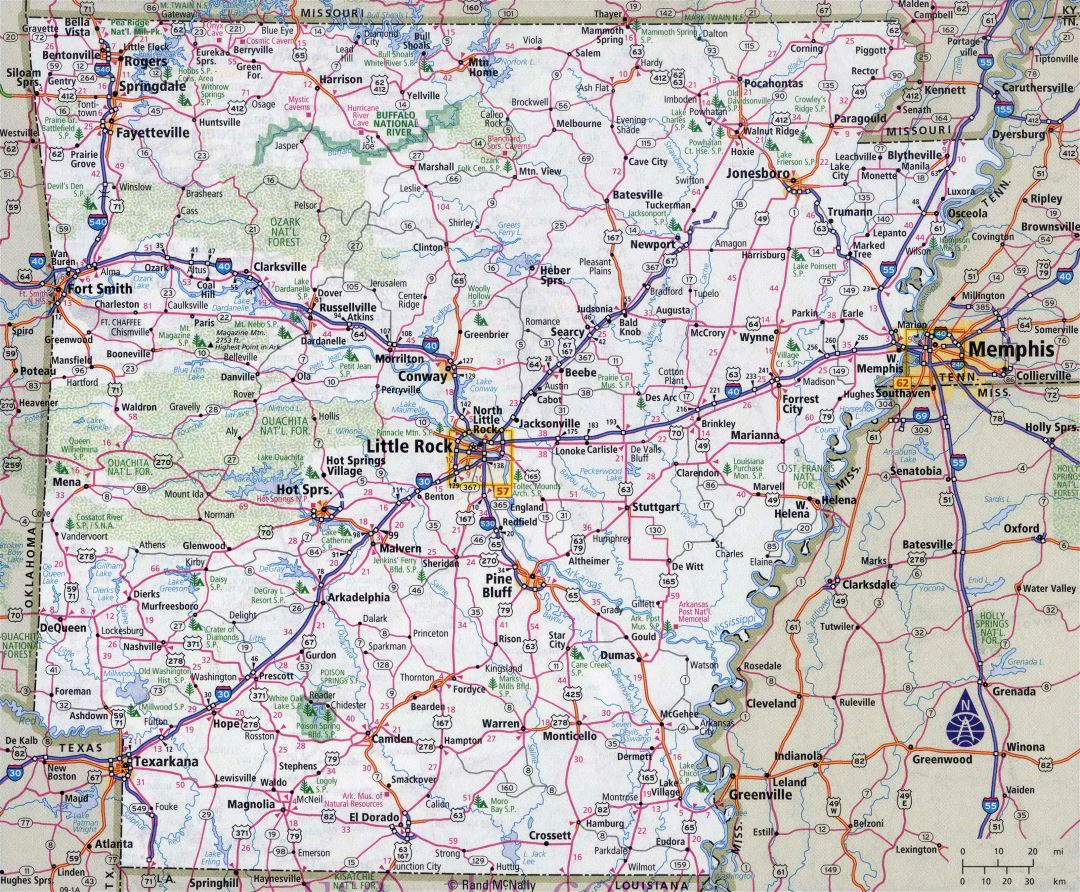 Large Detailed Roads And Highways Map Of Arkansas State 
