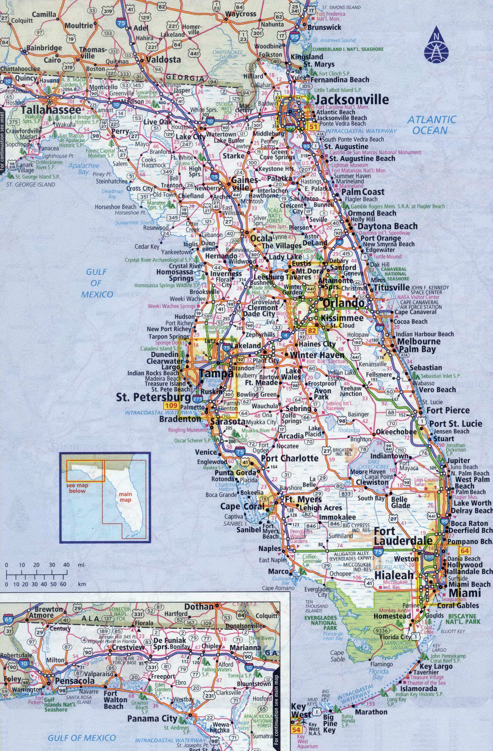 Large Detailed Roads And Highways Map Of Florida State Large Detailed Roads And Highways Map Of Florida State