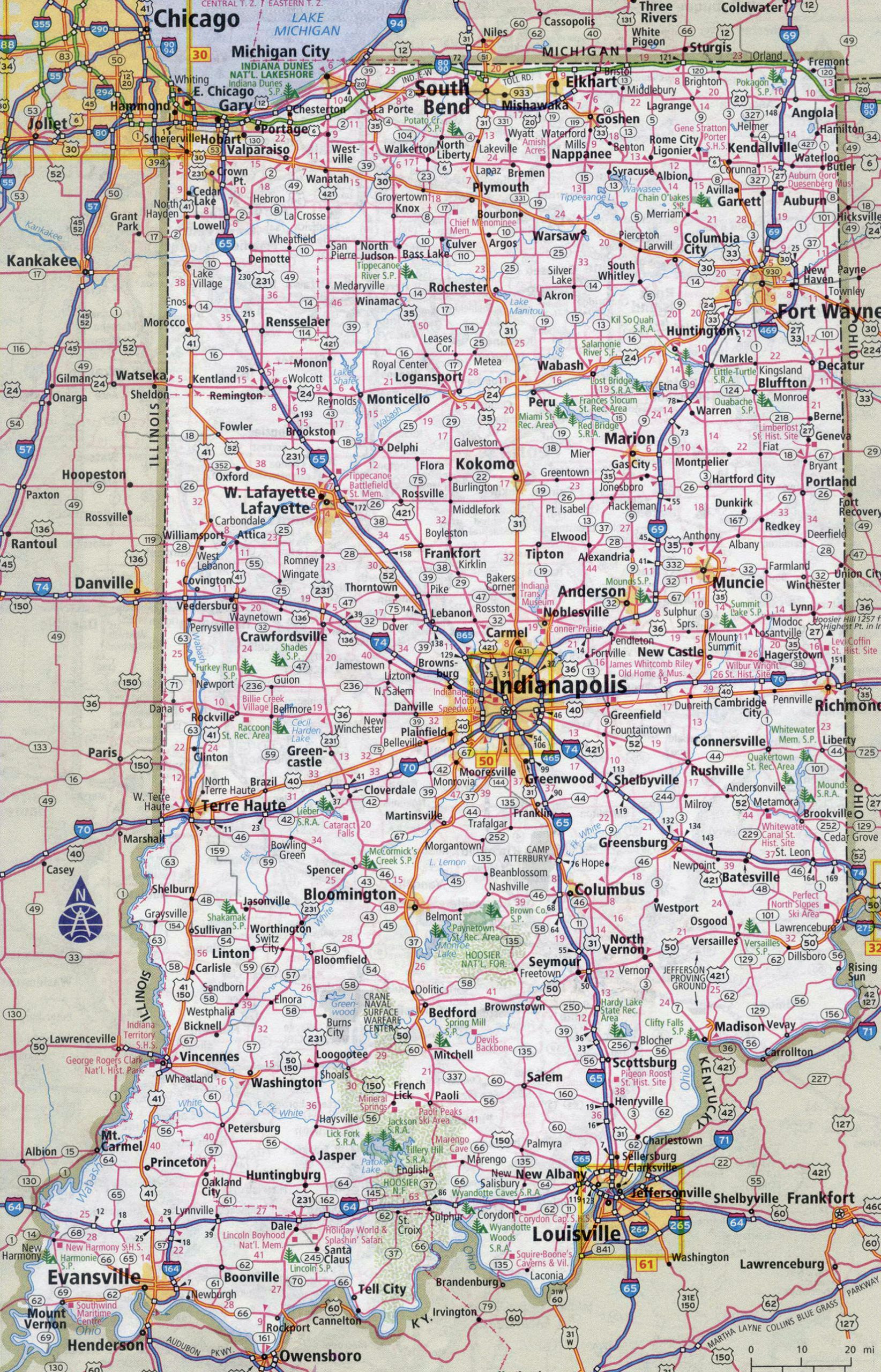 Large Detailed Roads And Highways Map Of Indiana State 