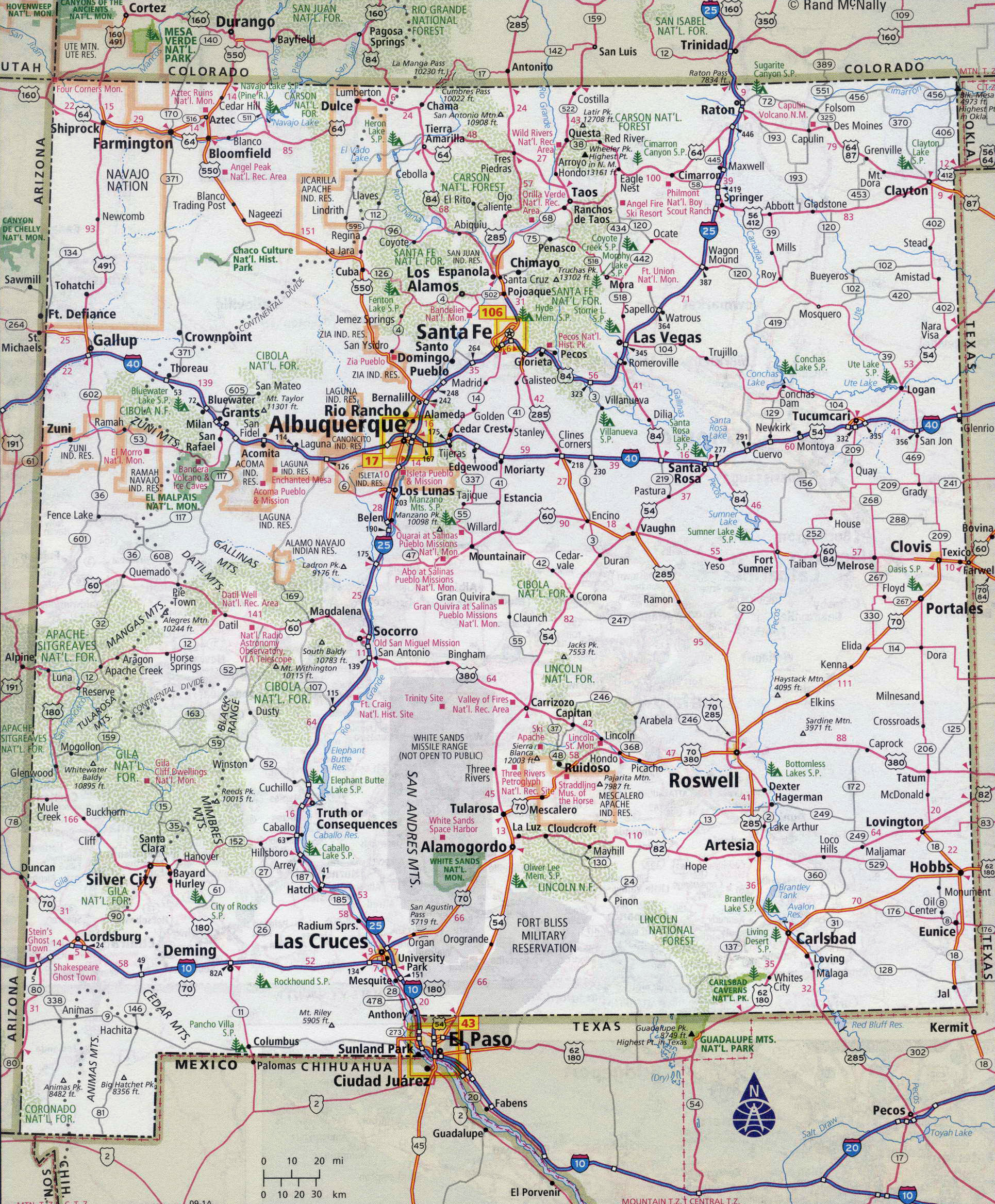 Large Detailed Roads And Highways Map Of New Mexico State 