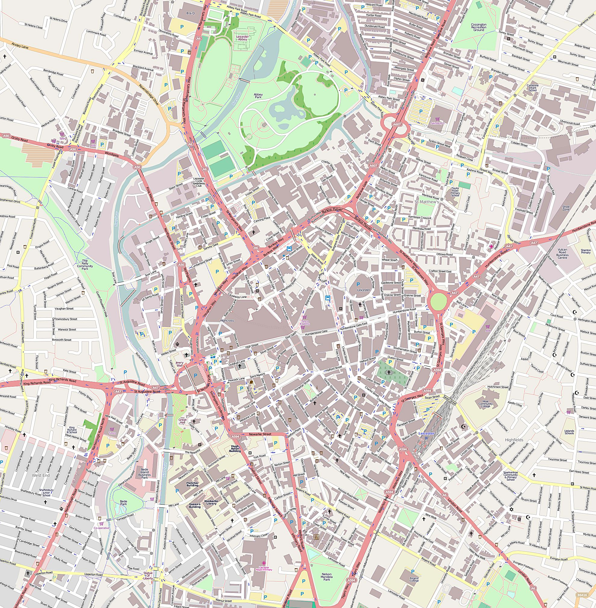 Large Leicester Maps For Free Download And Print High 