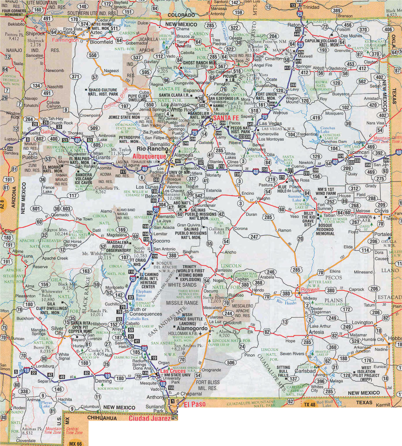 Large Roads And Highways Map Of New Mexico State With 