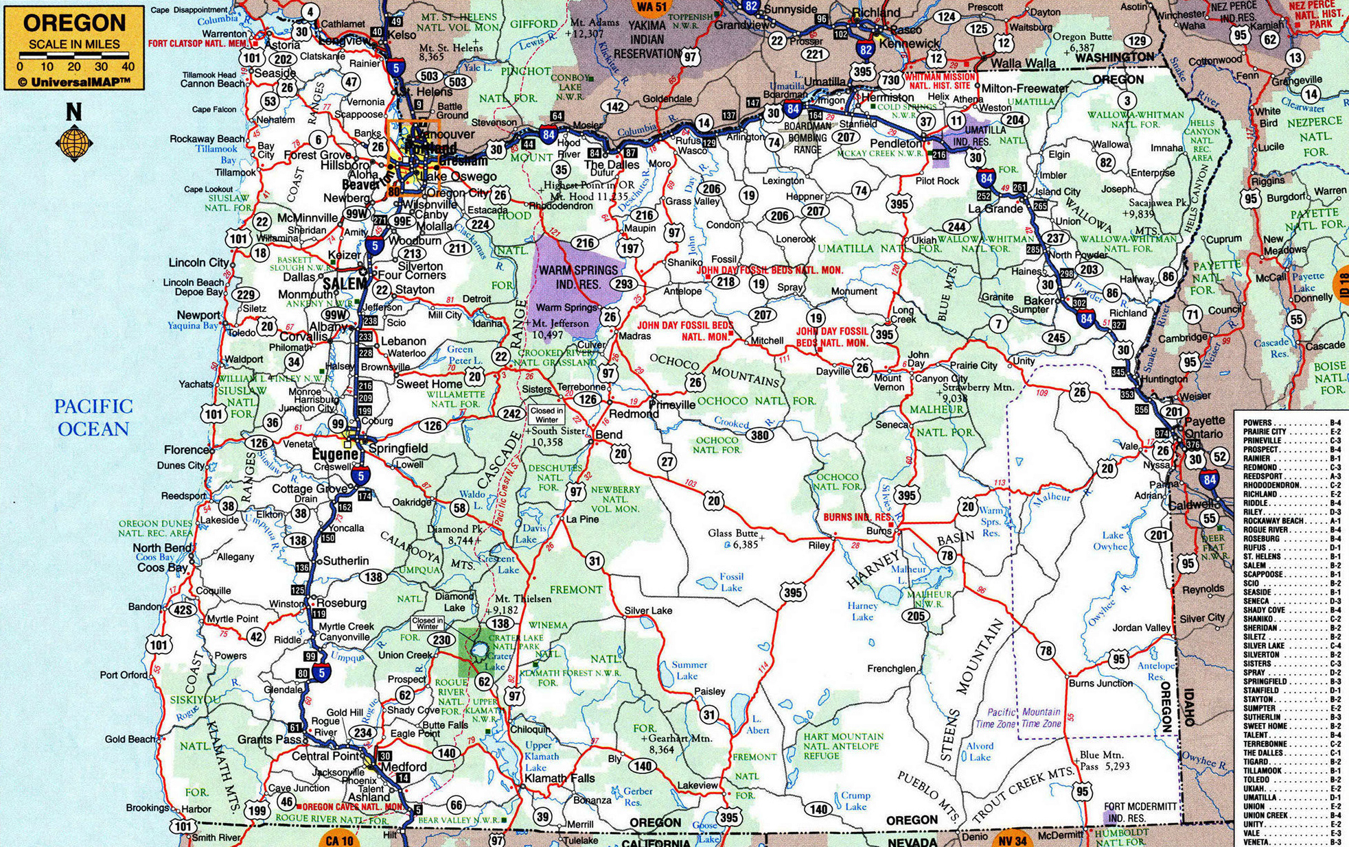 Large Roads And Highways Map Of Oregon State With Cities 