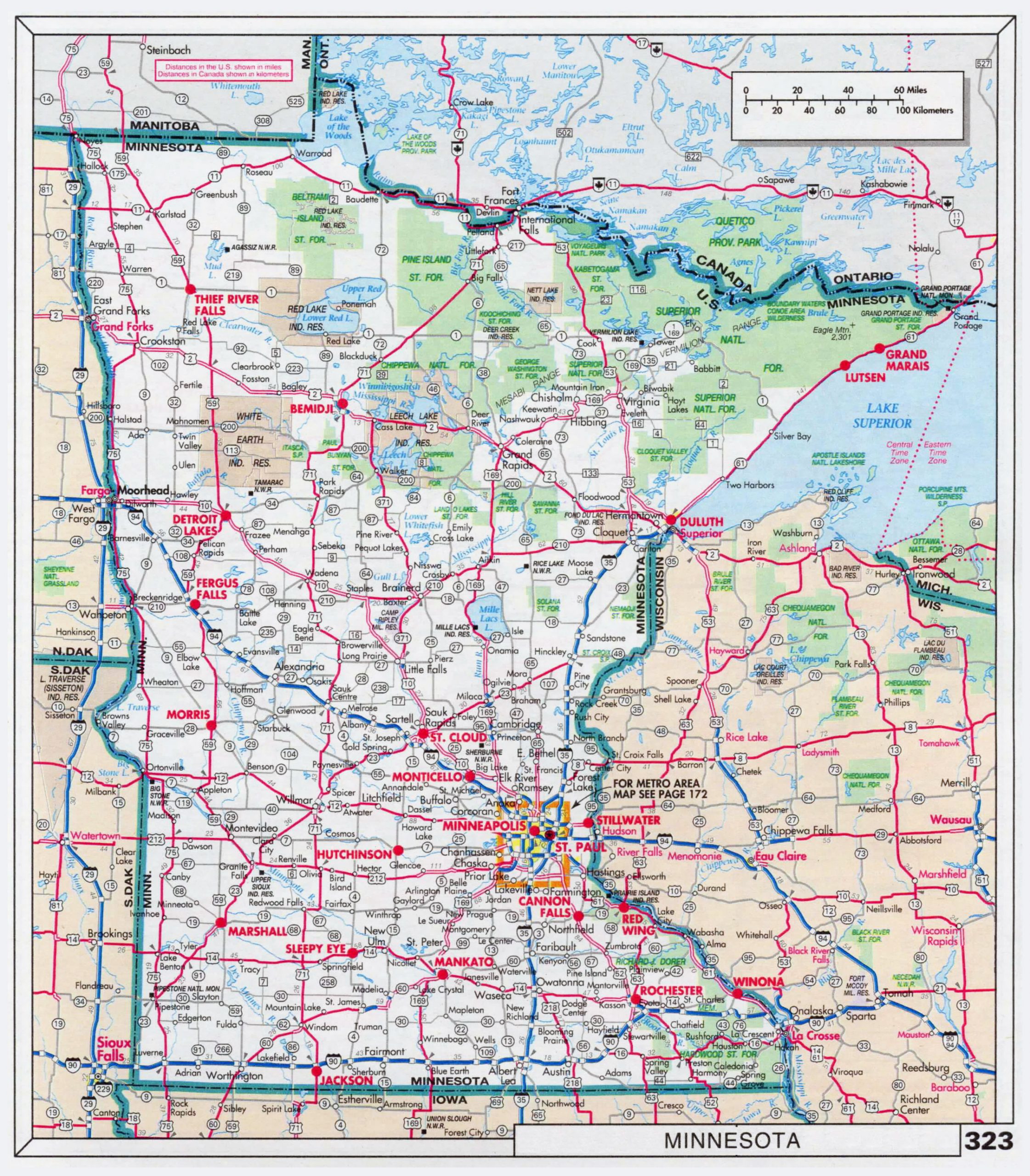Large Scale Roads And Highways Map Of Minnesota State With 
