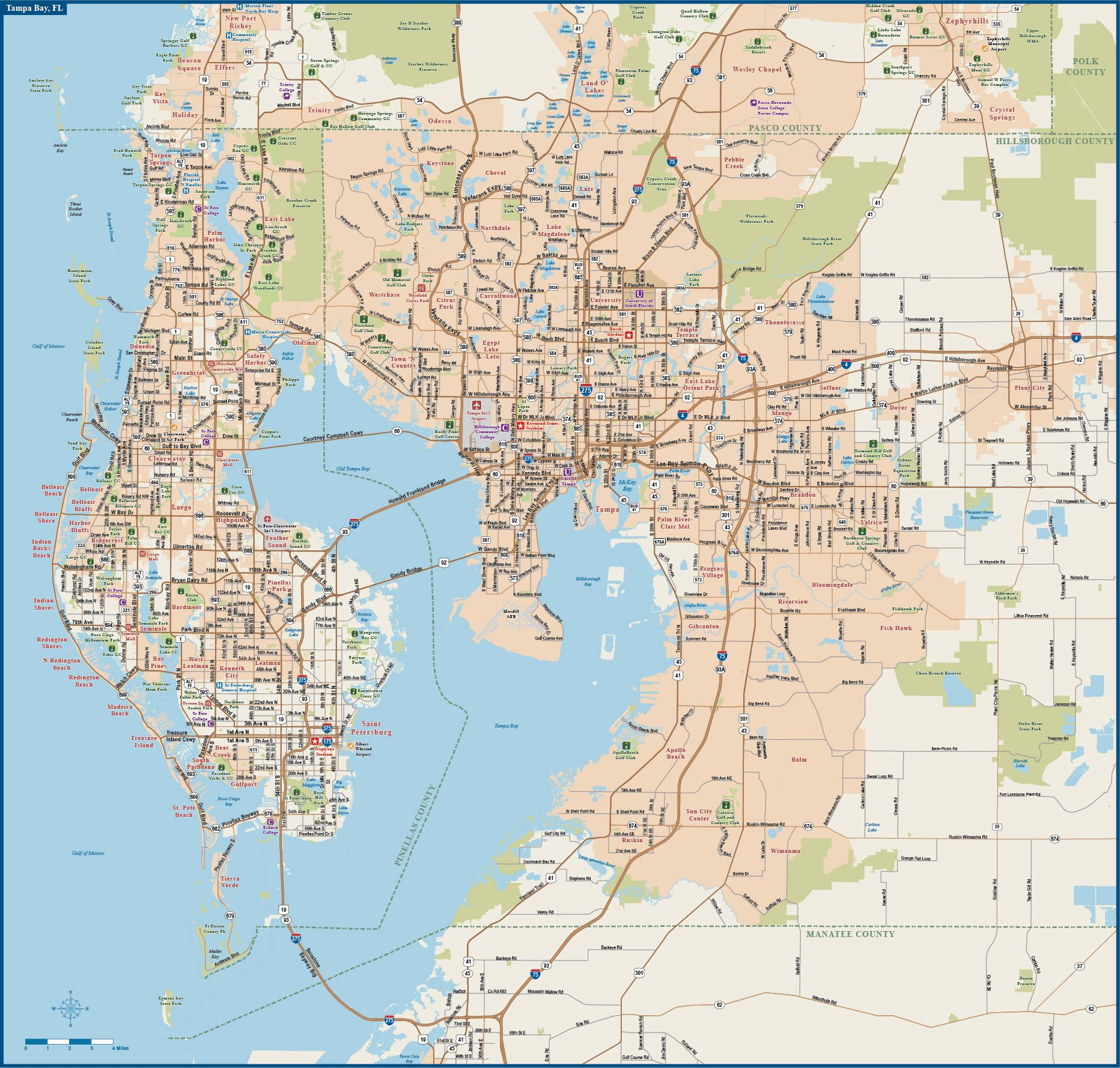 Large Tampa Maps For Free Download And Print High 
