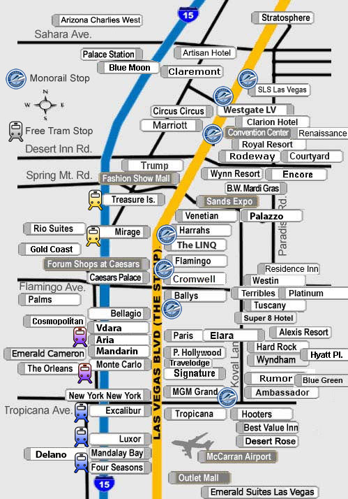 Las Vegas Strip Hotel Map Las Vegas Strip Hotel Map