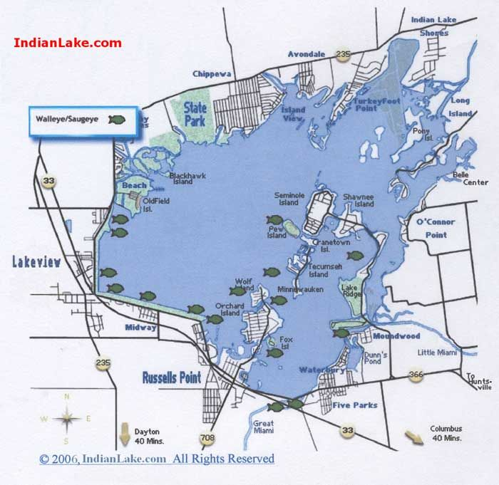 Location Map For Saugeye At Indian Lake Indian Lake