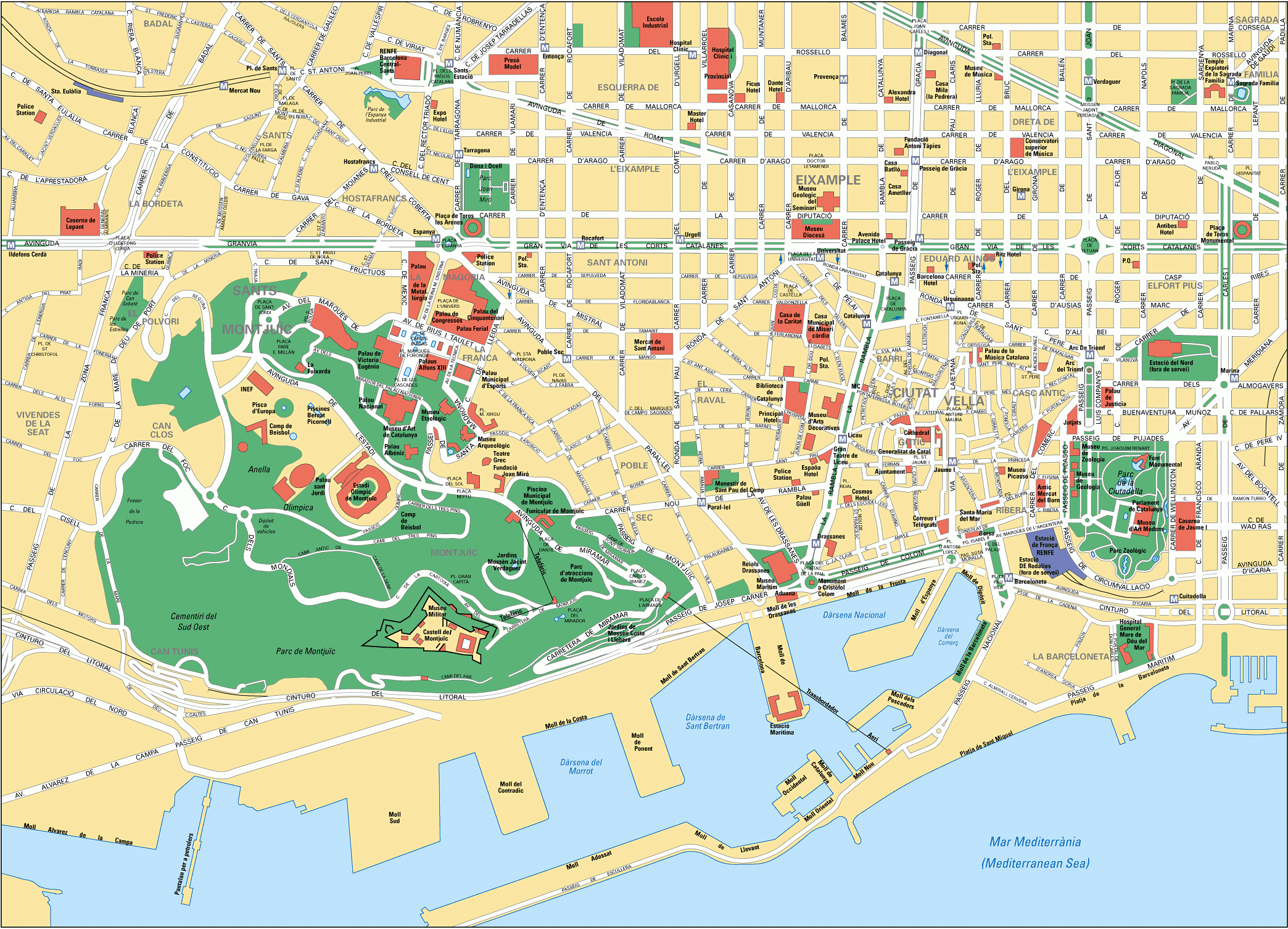 Map Of Barcelona City Maps Of Spain Planetolog