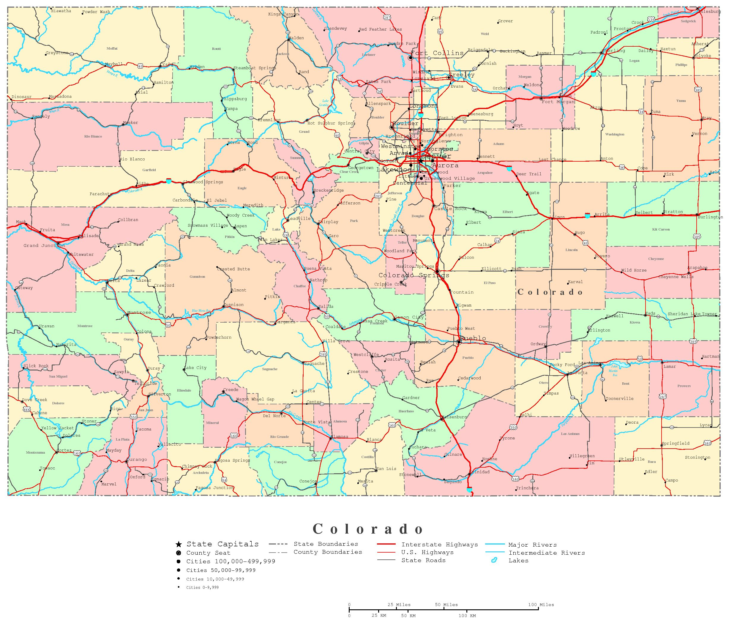 Map Of Colorado Free Large Images
