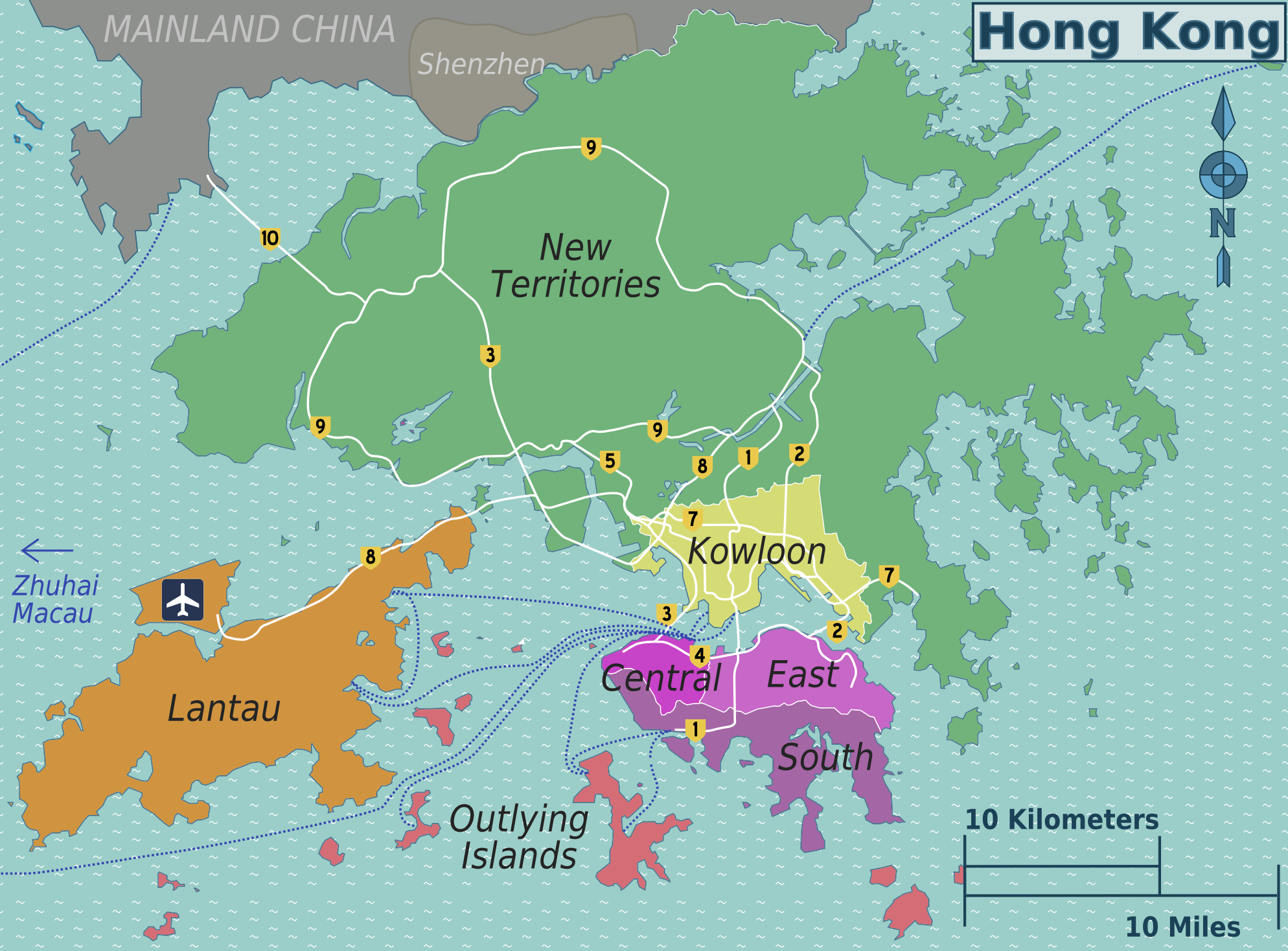 Map Of Hong Kong Map Districts Worldofmaps 