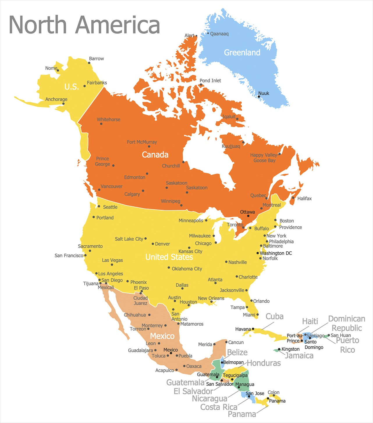 Map Of North America Large Political Map Of North 