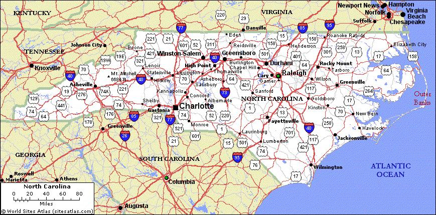 Map Of North Carolina And Other Free Printable Maps