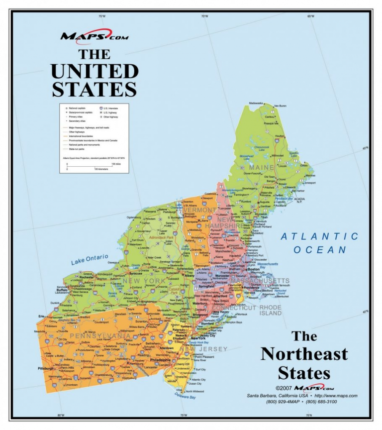 Map Of Northeast Region Us Usa With Refrence States