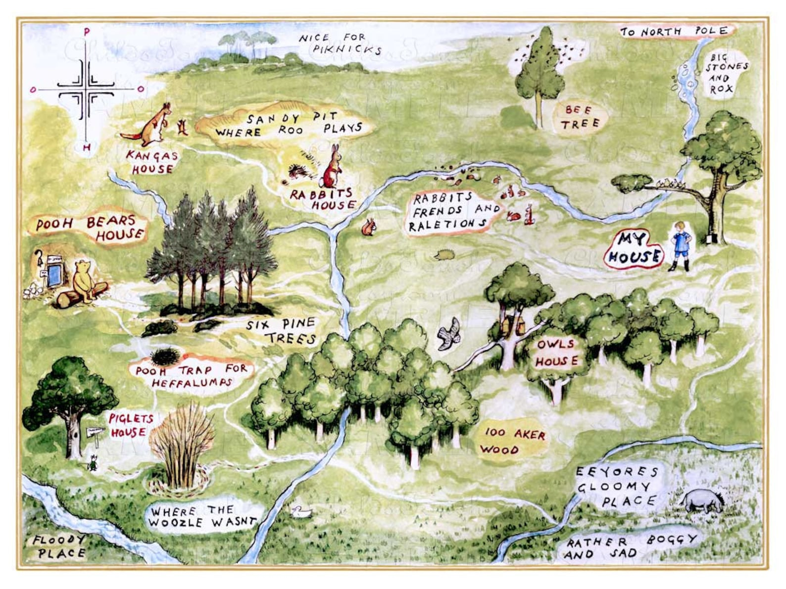 Map Of The 100 Aker Woods 100 Acre Woods Bold Or Vintage 