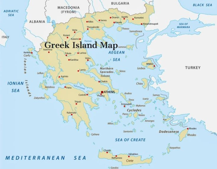 Map Of The Greek Islands Mykonos Santorini Crete 
