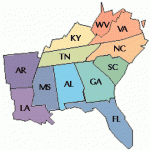 Map Of The Southeast Region Of The United States