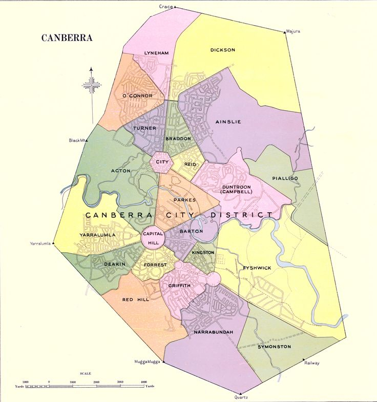 Map Showing Suburbs Of Canberra 1954 Map Australia 