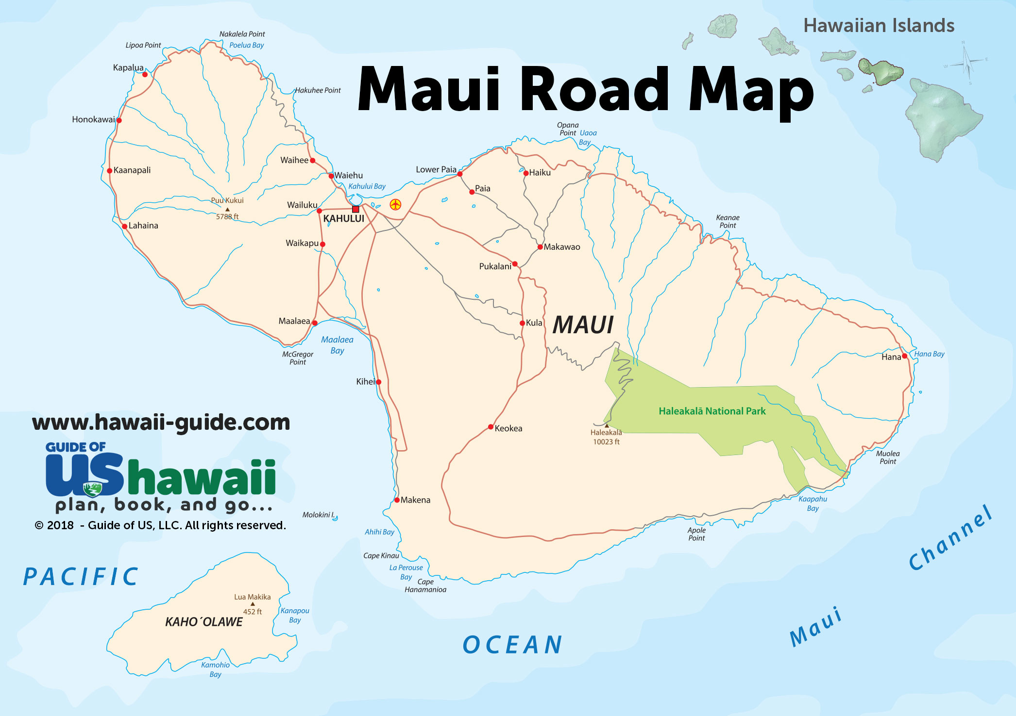 Maui Hawaii Maps Travel Road Map