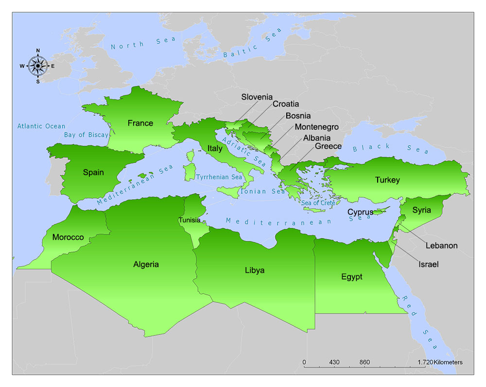 Mediterranean Map List Of Mediterranean Countries Mappr