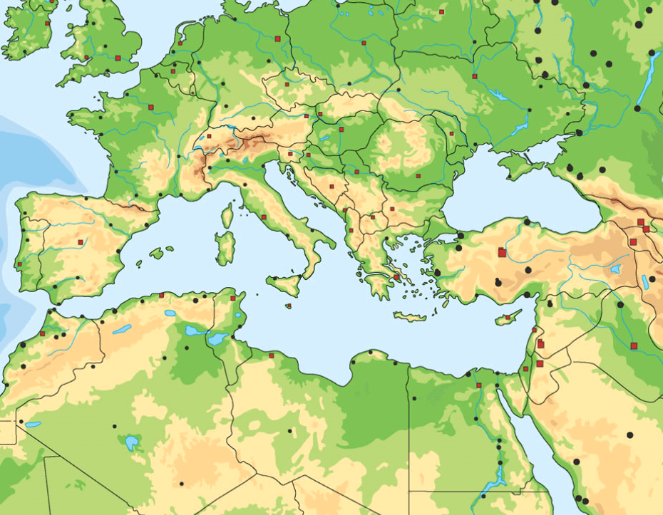 Mediterranean Physical Map 1 blank Map Quiz Game