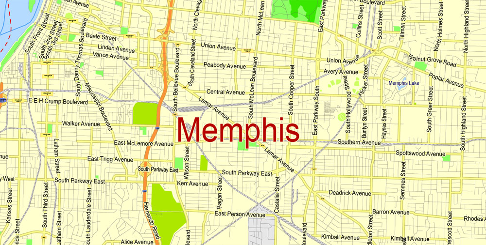 Memphis Free Printable Map Memphis Tennessee US Exact 